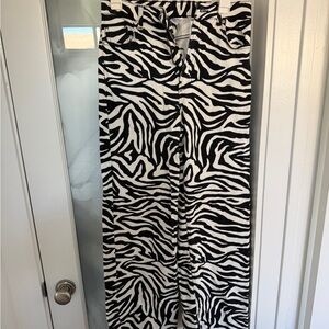 H&M Black and White Zebra Print Flare Jeans